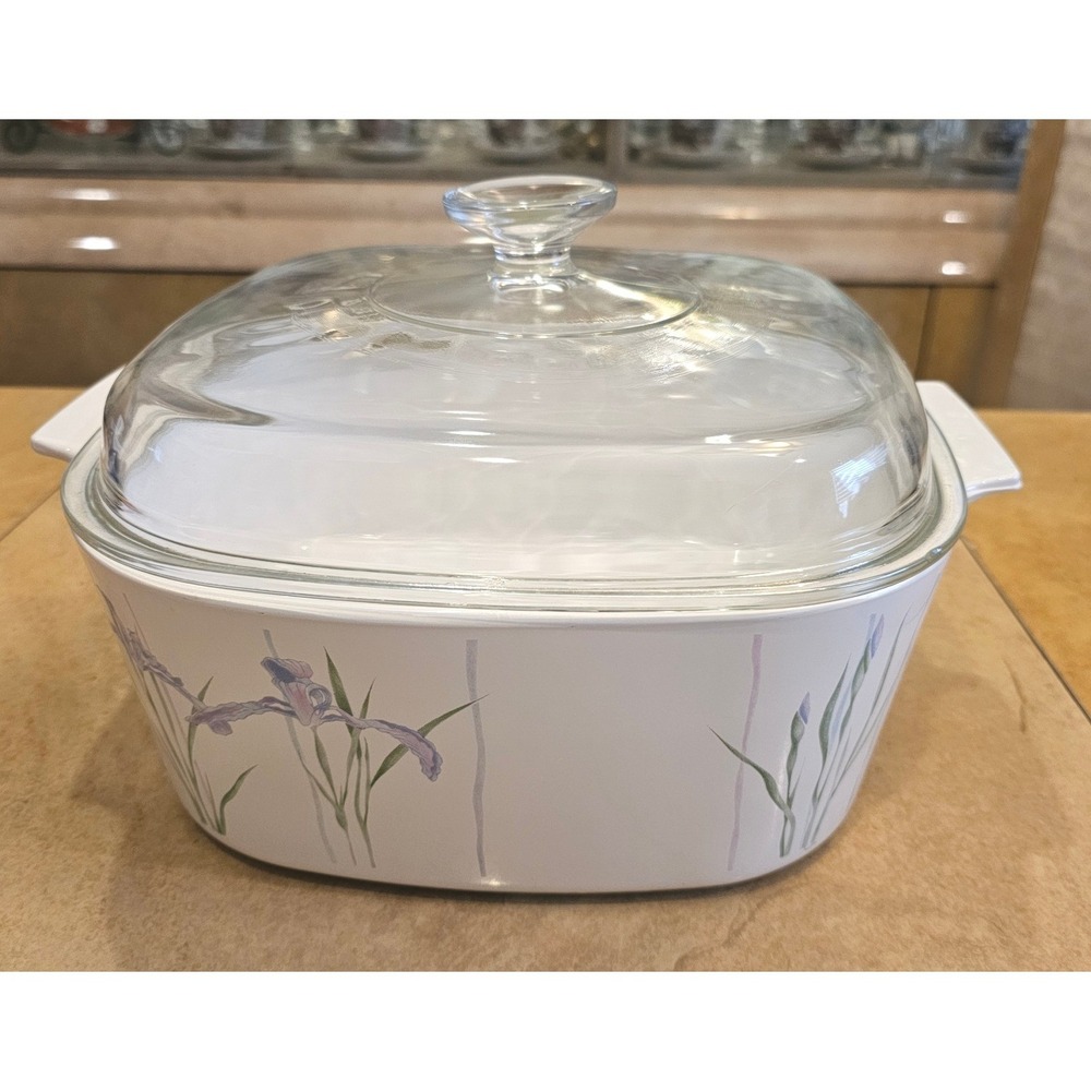 CorningWare Country Meadow Floral Square Casserole Dish‎ with Glass Lid 5 Litter